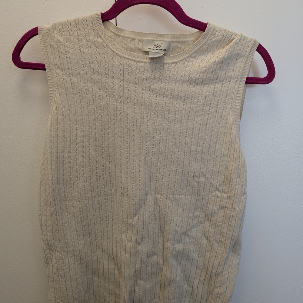 Brooks Brothers Cream Sleeveless Silk Knit Top